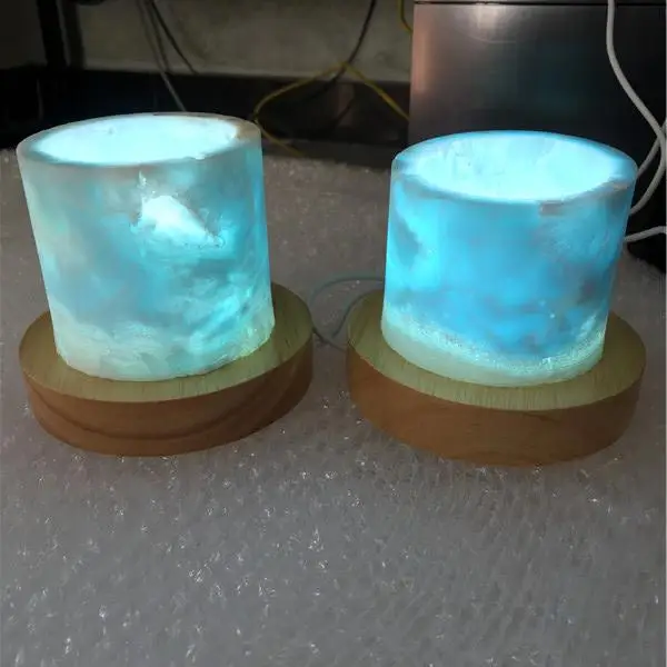 Luxury Natural Blue Larimar Gemstone Crystal Stone Lamps Tumbled Quartz Stone Table Lamp