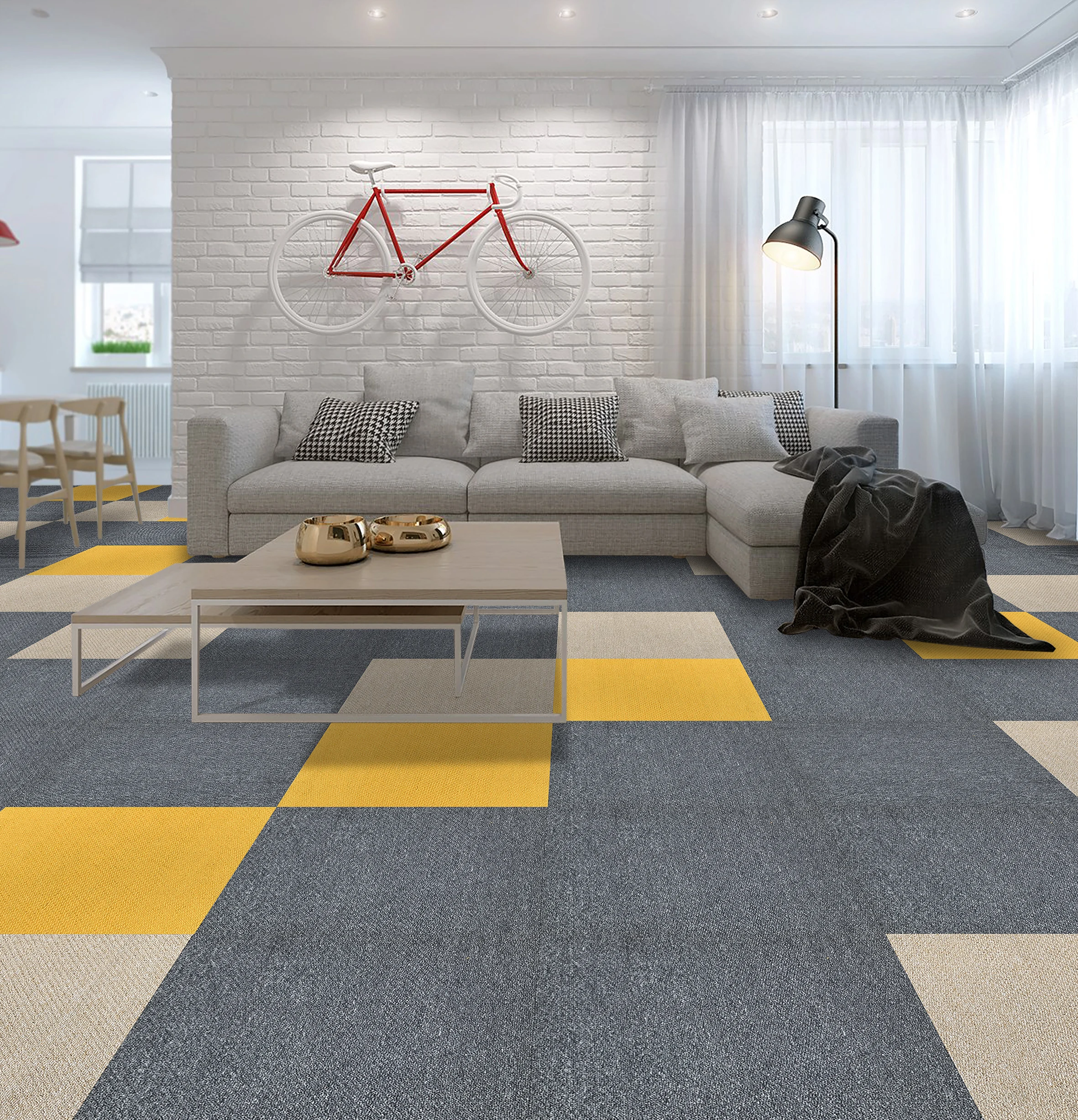 Eco-friendly Carpet Tiles Office Floor Modular Carpets Square Office PVC PE PU Carpet Tile 50x50
