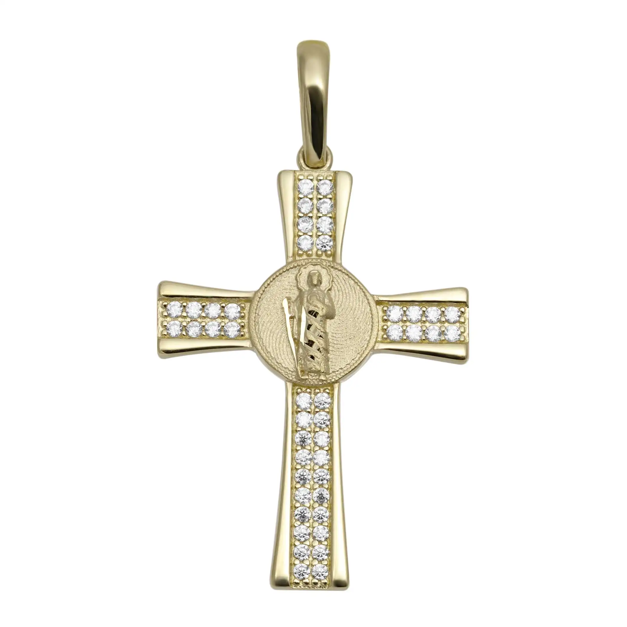 14K позолоченный St. Jude религия крест кулон