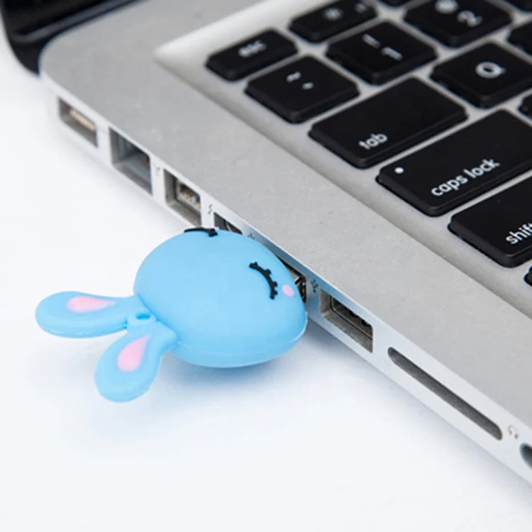 Kawaii cute rabbit usb flash drive custom 3d figure pvc rubber usb flash drive for school students kids educational agency gifts