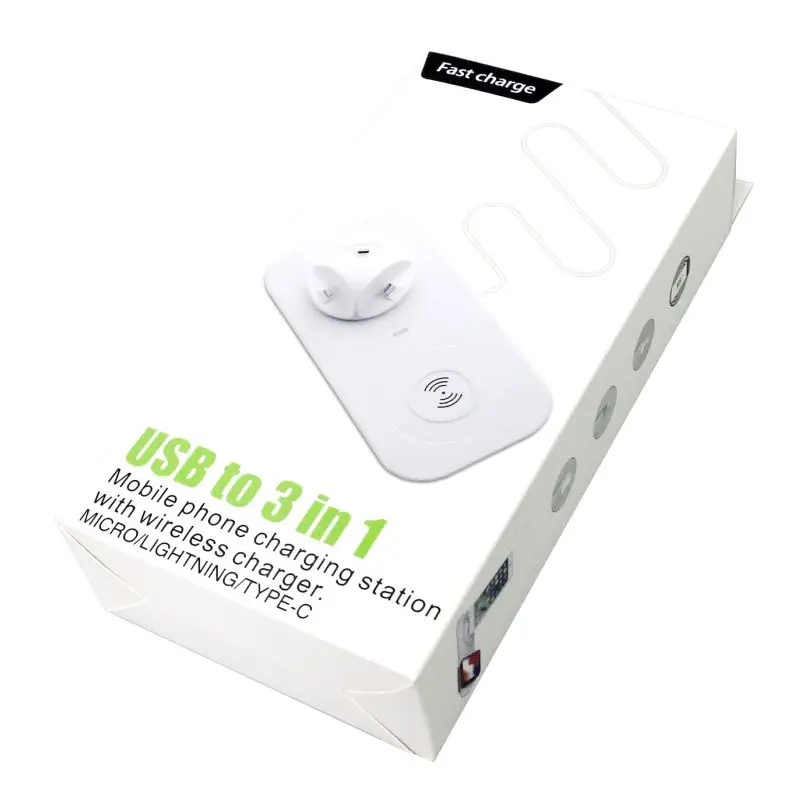 Mobile Phone Stand and Smart Watch Fast Charging Dock Station 3 in 1 Wireless Charger