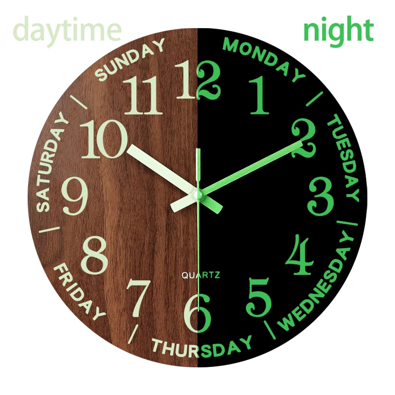 Горячая Распродажа, настенные часы 12 дюймов, светящиеся в темноте, домашний декор, круглые часы, которые светятся ночью