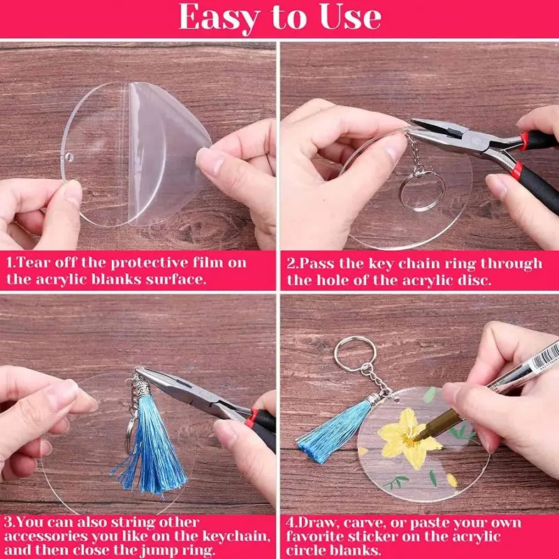 cute XNG Laser Cut Keychains Transparent Acrylic DIY Key Ring Accessories Acrylic Keychain Laser Cut