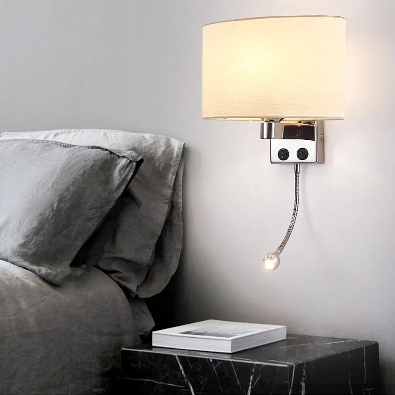 Design Interior Bedside Wall Lights Lamp Creative Decoration Minimalist Line Nordic Gold Fabric Indoor Modern Led Wall Lamps