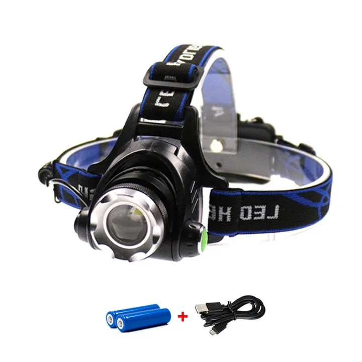 Camping 5000 Lumens 4 Mode Headlight Head Lamp With 18650 Rechargeable Battery, Zoom Aluminum Waterproof Led Headlamp