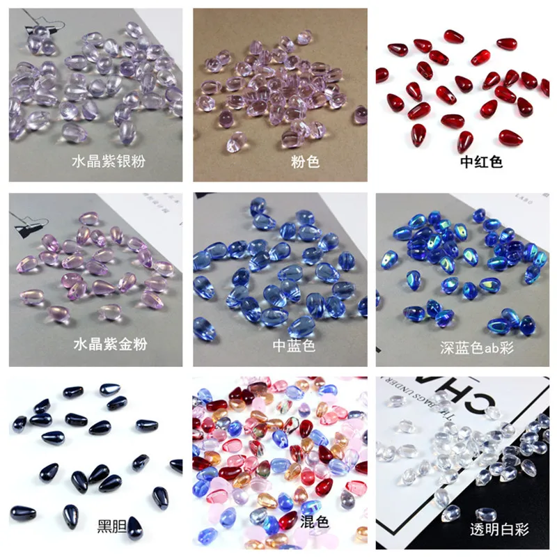 6*9MM Waterdrop Bead Charms for DIY Jewelry Making,Transparent Sparkling Crystal Teardrop Bead Assortments Glass Ornaments