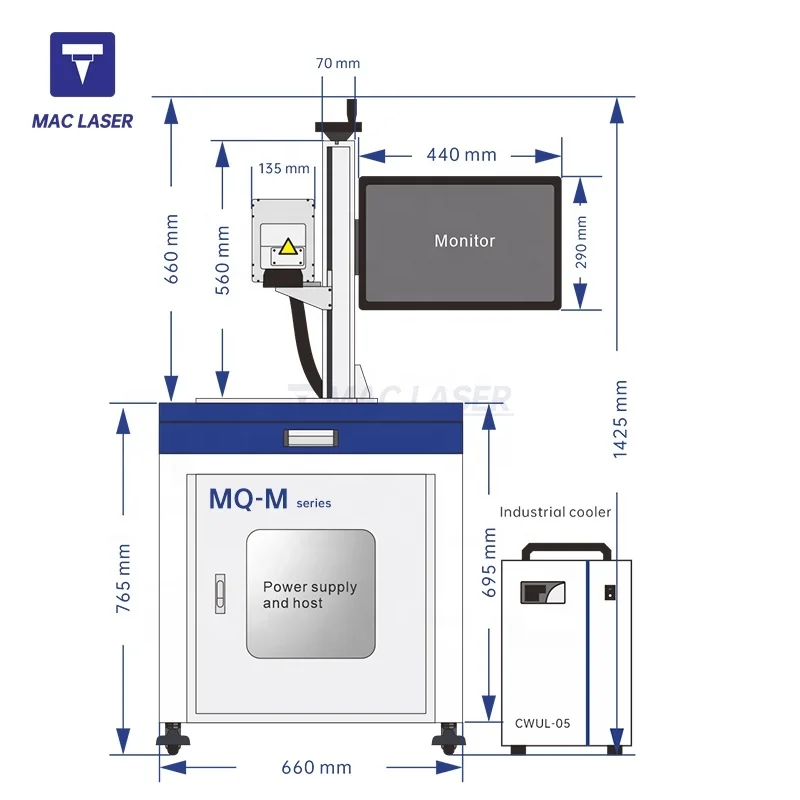 MQ-M DXT laser / Maiman laser 3w/5w/8w/10w/15w/ 20w UV laser marking machine