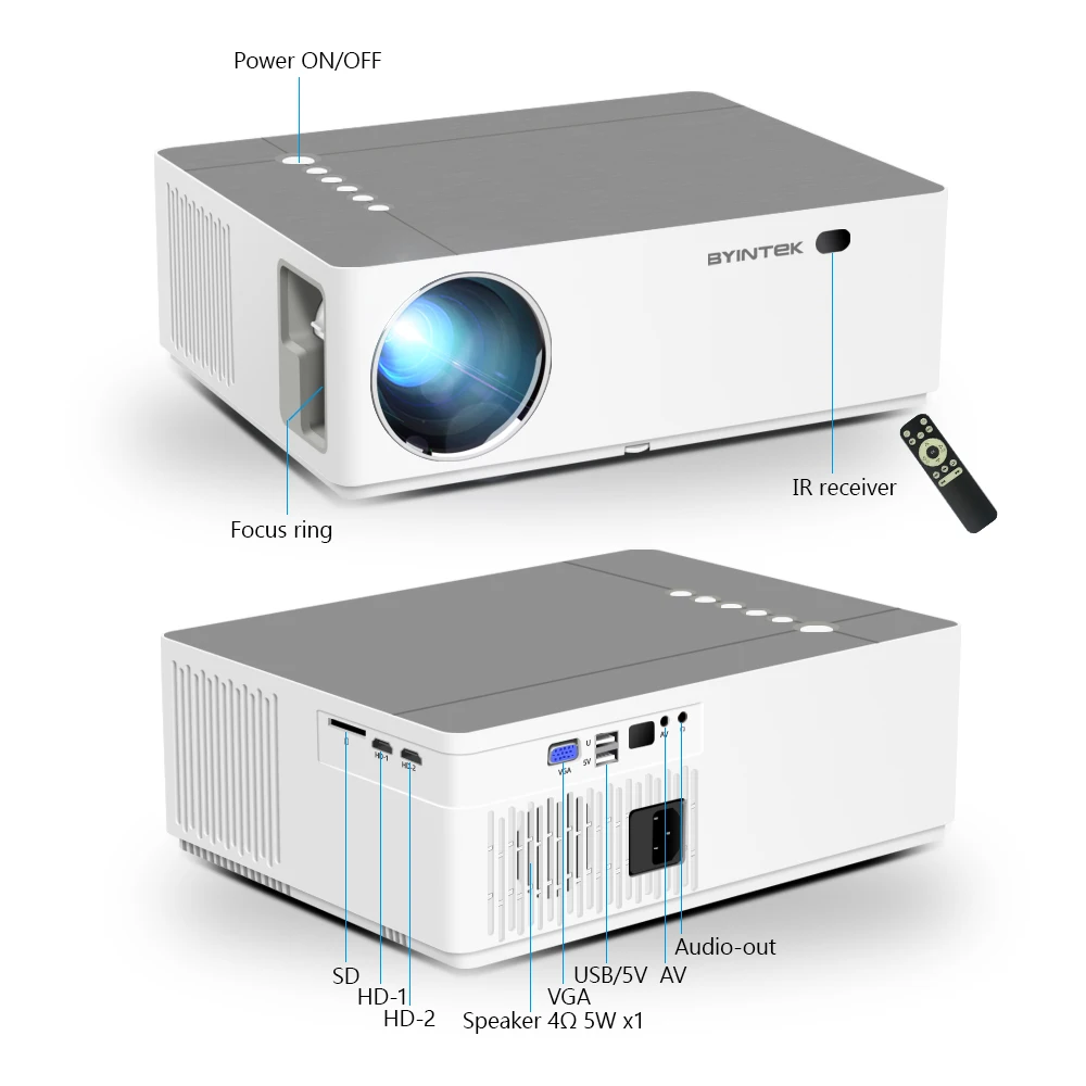 BYINTEK K20 Smart Android WIFI 3D LCD Video Full HD 1080P LED Home Theater Projector 4K Proyector (40USD Extra for Android OS)