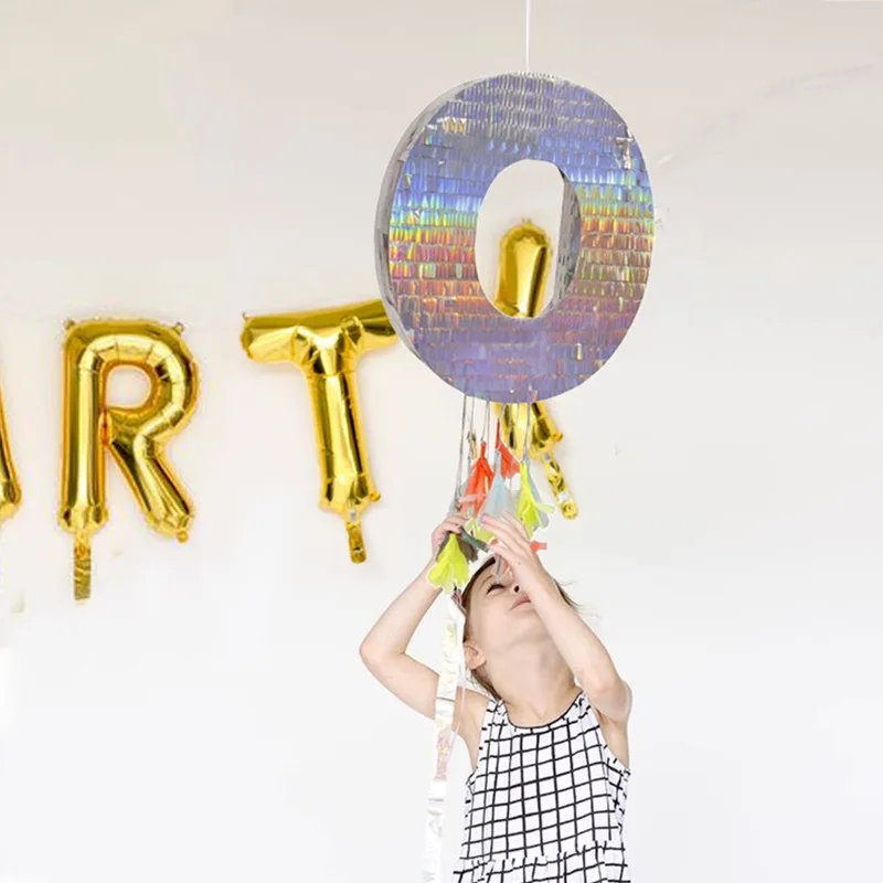 New Design Shiny Laser Pinatas For Kids Birthday Game Props Birthday Pinata Numbers 0~9