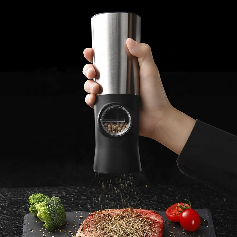 Kitchen Gift Electric Operated Salt Pepper Grinder Stainless Steel Manual Spice Mill for Home or Restaurant Use Packed in Box