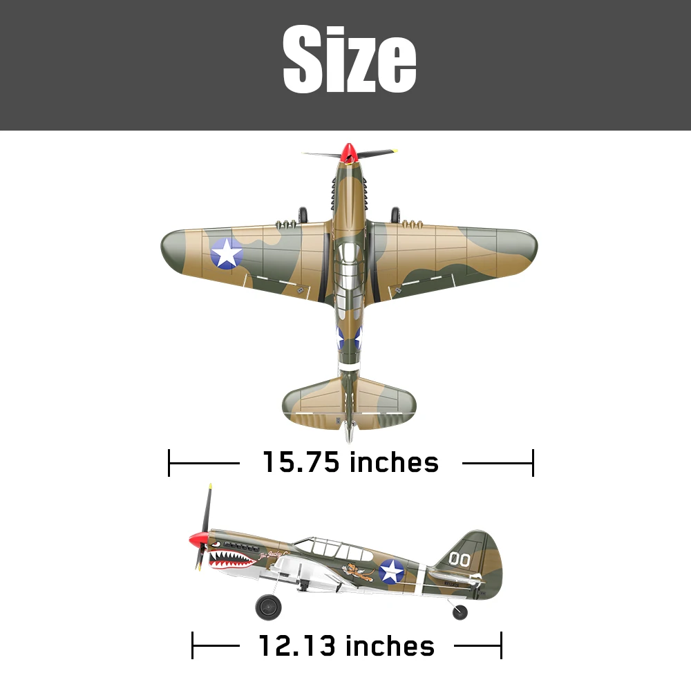 Электронный радиоуправляемый самолет 761-13 P40 Warhawk со стабилизатором гироскопа и размахом крыльев 400 мм