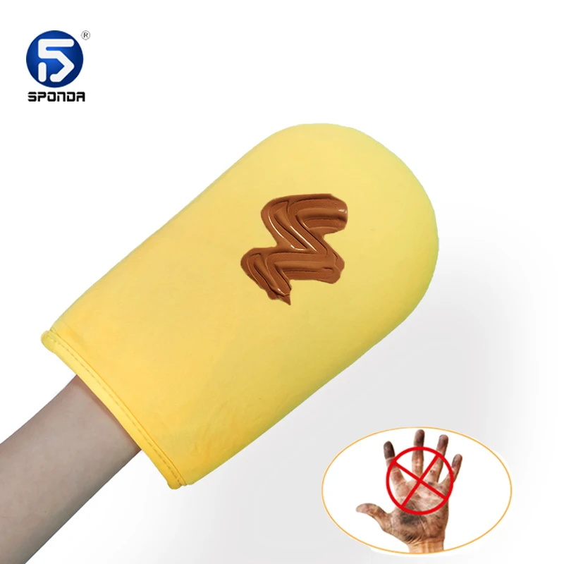 OEM/ODM  High Quality Soft Velvet Self Tan Mitt Double Sided Spray Waterproof Lining Tanning Mitts