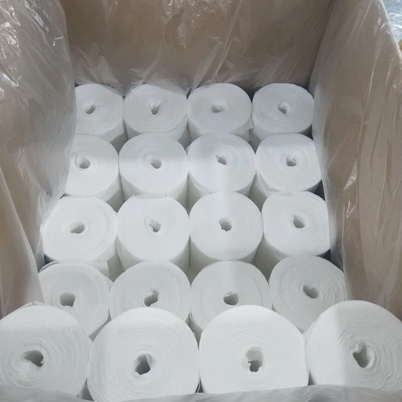 Professional supplier spunlace non-woven fabric raw material for disposable canister wet tissue jumbo roll small roll