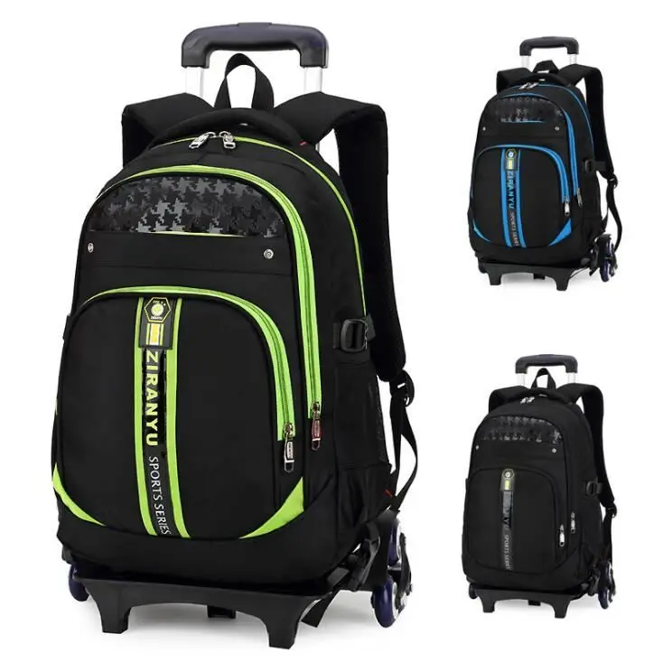 Junior High School Student Trolley Bag 6-9 Grade Six-wheel Climbing Stairs Detachable Trolley Backpack