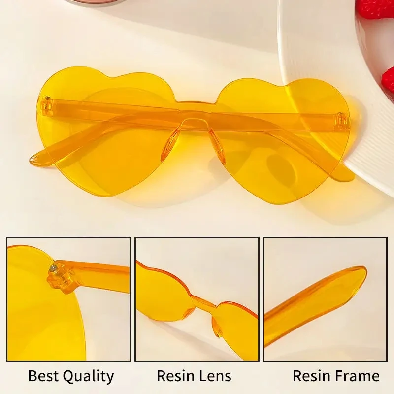 Wholesale Love Heart Sunglasses Candy Color Frameless Pc rimless  Glasses display