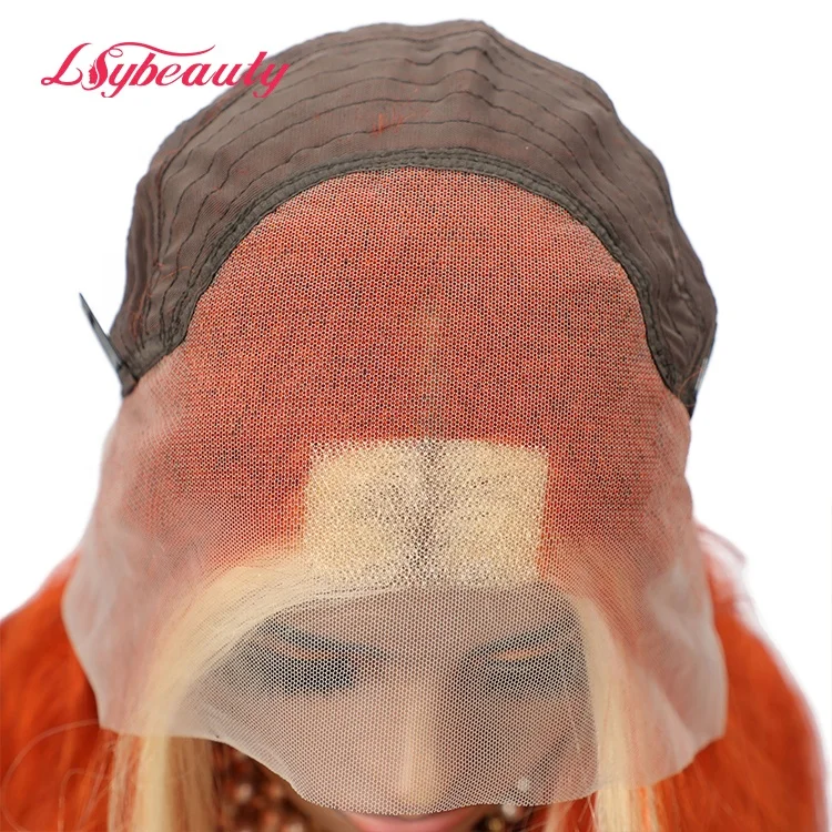 Skunk stripe wig Brazilian human hair wig pre plucked 613 blonde stripe ginger orange body wave  lace front human hair wigs