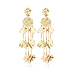Liu ming Wholesale Fashion Vintage 14k Gold Plated Flower Bridal Long Tassel Stud Earring Jewelry