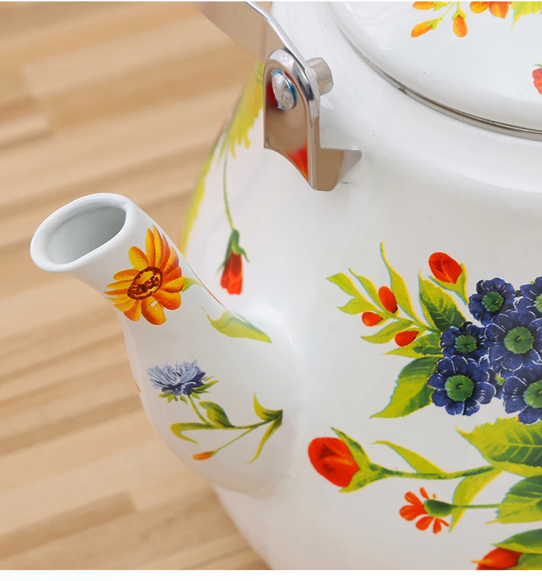 5L Factory Wholesale High quality Russia/Arabia big size tea pot cooking enamel tea kettle home decoration