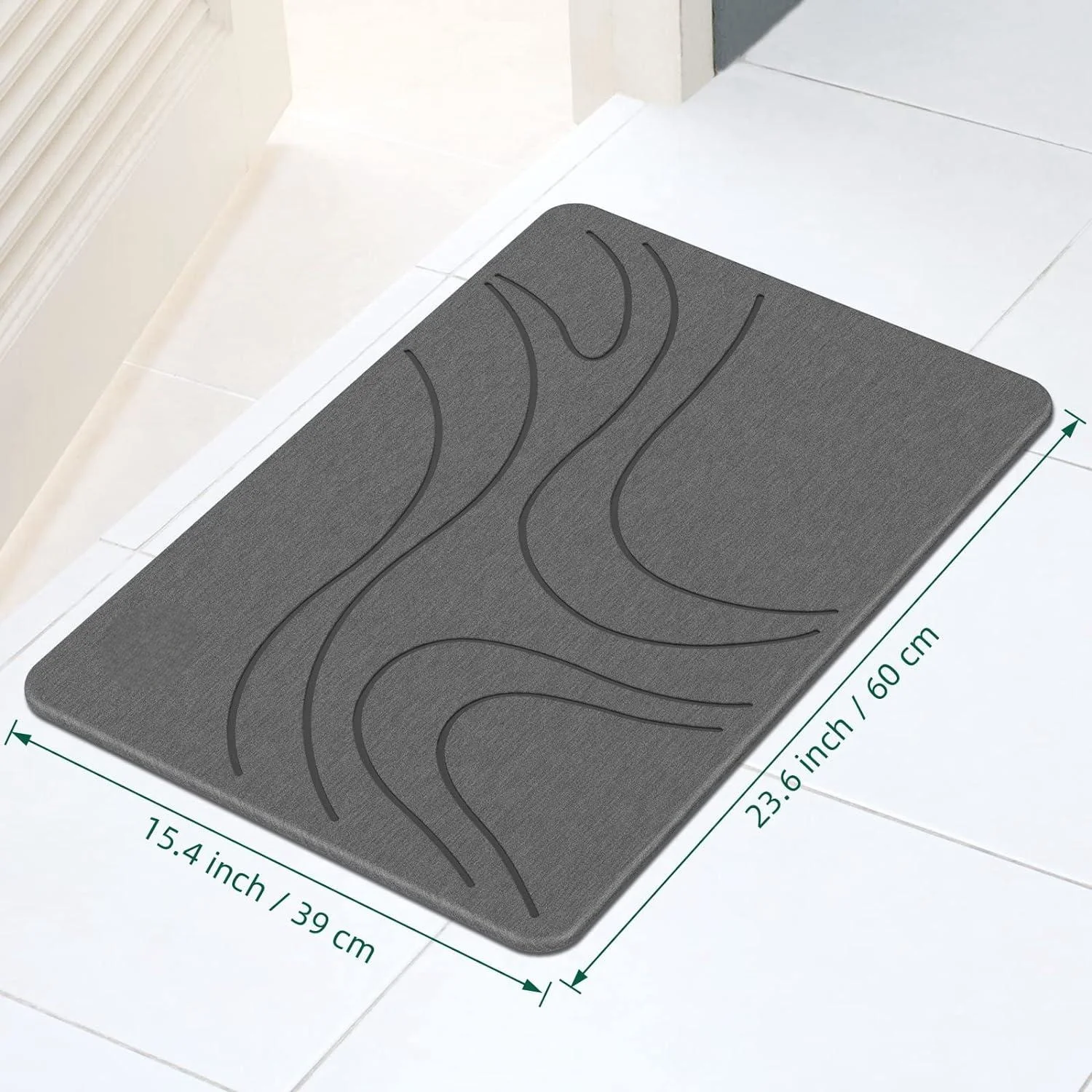 Custom Shower Mat, Diatomite Stone Bath Mat , Non-Slip Super Absorbent Quick Drying Bathroom Floor Mat, Natural, Easy to Clean