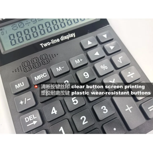 Wholesale price two-line display electronic office desktop financial accounting 12 digit english language talking calculator