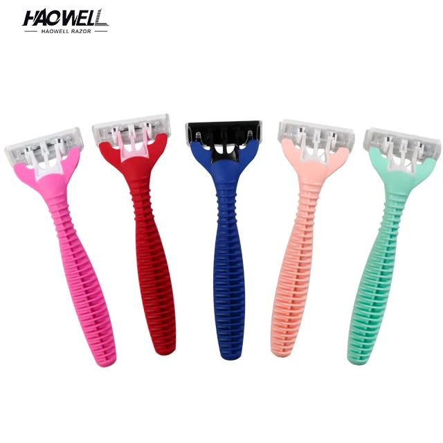 HW-B509DR Hot sale Haowell Stainless steel  Sharp 5 five Blade shaving razor with TPR Handle mens daily shaving OEM