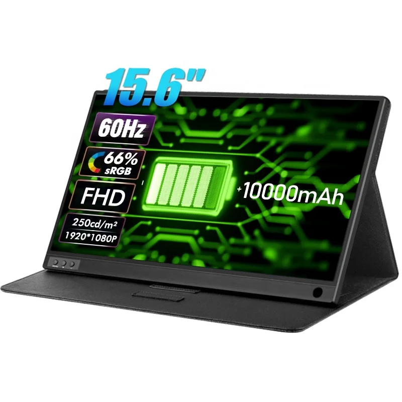 Портативный игровой монитор ZEUSLAP с сенсорным экраном 15,6 дюйма, FHD, 1080P, IPS, ПК, монитор со встроенной батареей, переключатель для телефона, ноутбука