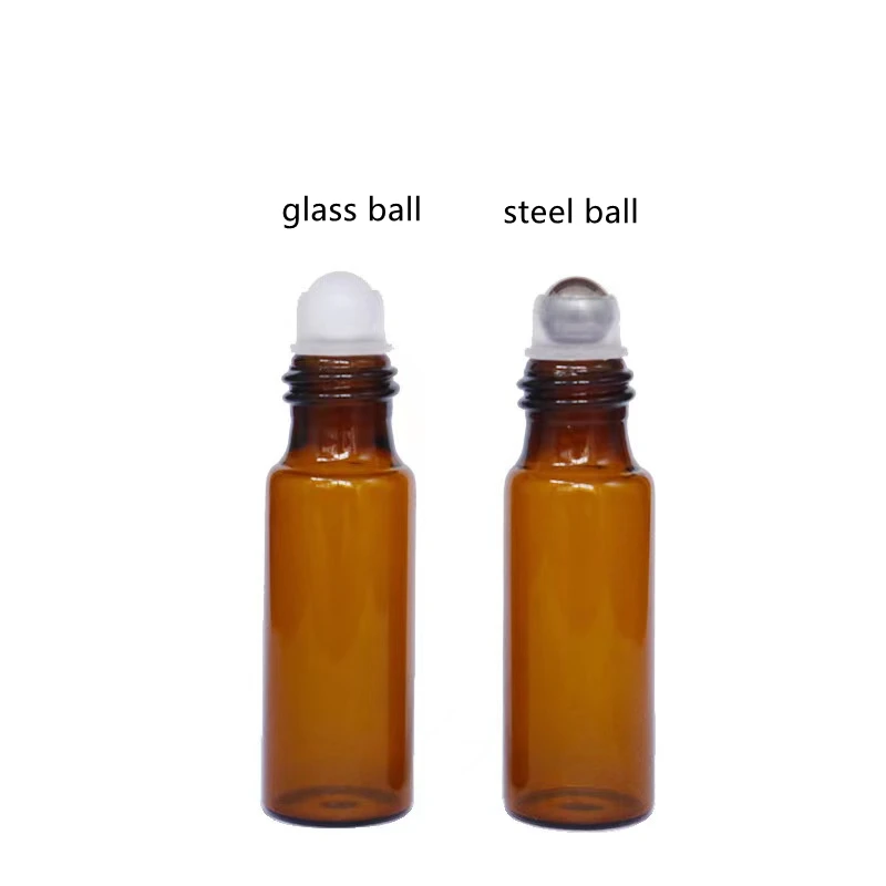 10 ml 5ml 3ml amber  bottles perfume essential oil  roller roll on glass bottle with steel ball lid