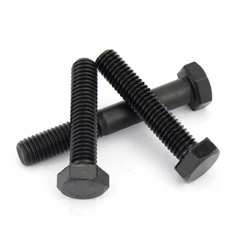 grade 10.9 black oxide DIN 933 half thread high strength hexagonal bolts and hexagonal nuts