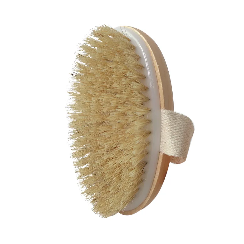 
Drop shipping Cheap Custom 100%Biodegradable Boar Bristles Oval Shape Wooden Body Dry Bath Brush for Shower 