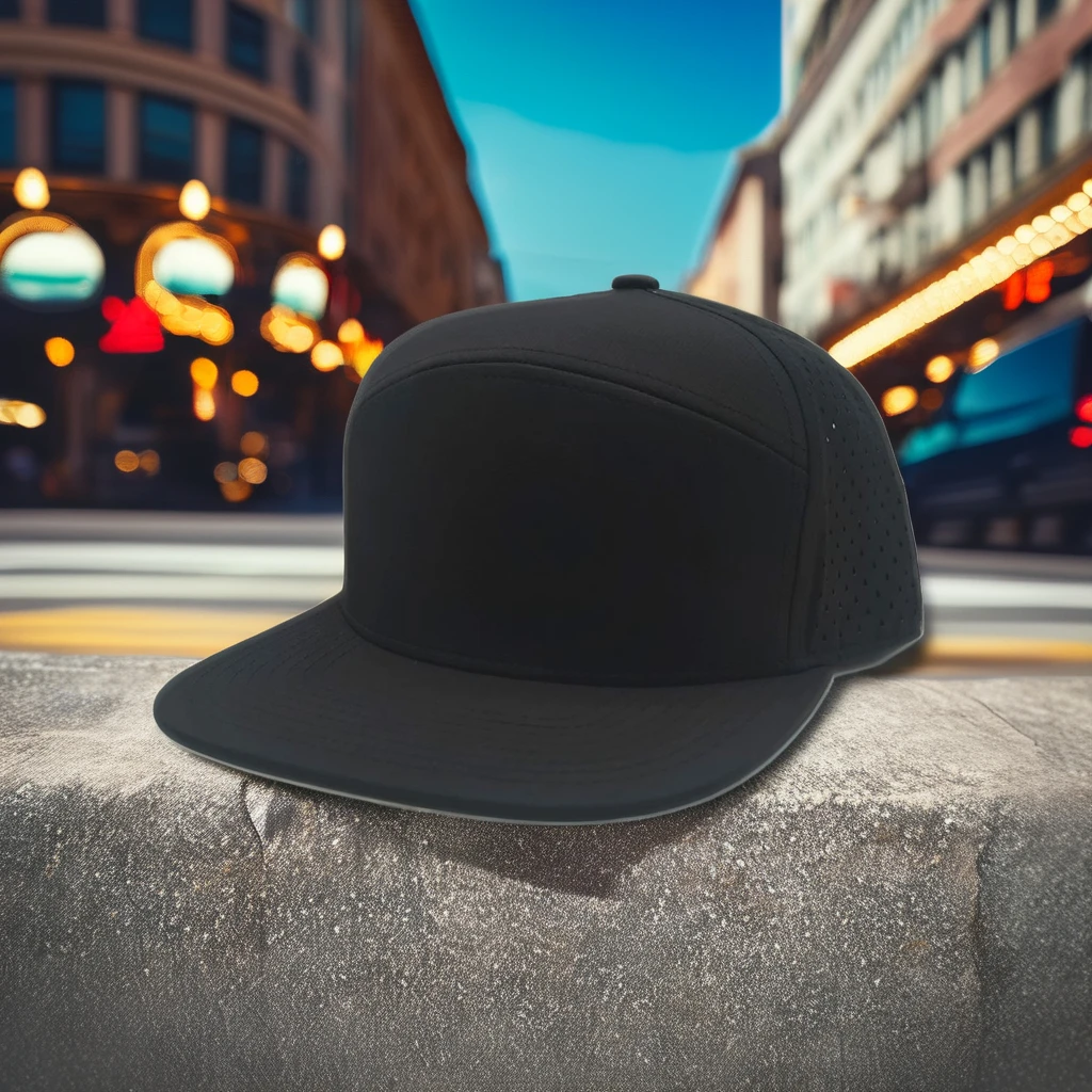 JEYA Snapback Hats 6 Panel Black Blank Polyester Custom Rubber Patch Logo Snapback Cap Oem