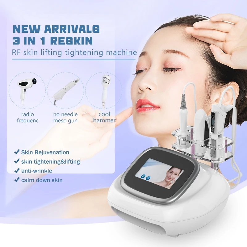 3 IN 1 Rf Face Lifting Cold Hammer Cryo Facial Machine Anti Aging Devices Skin Rejuvenation Device