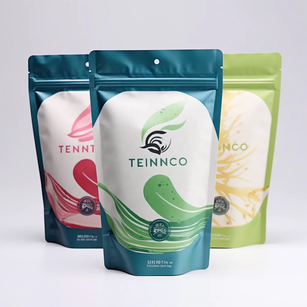 Custom Doypack Stand Up Zip Lock Packaging Bags Tea Food Plastic Packaging with Excellent Visibility For Tea Storage Display