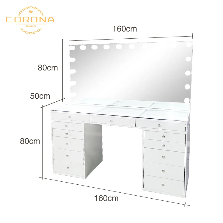 New Barbershop Hairdressing Table Makeup Mirror Station for Hair Salon With Drawer