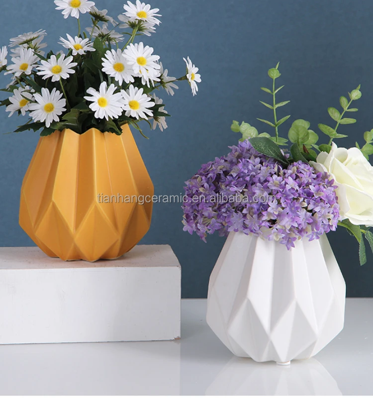 Nordic Interior table decoration Accessories Origami shape White Ceramic Vases For office Home Decor.jpg