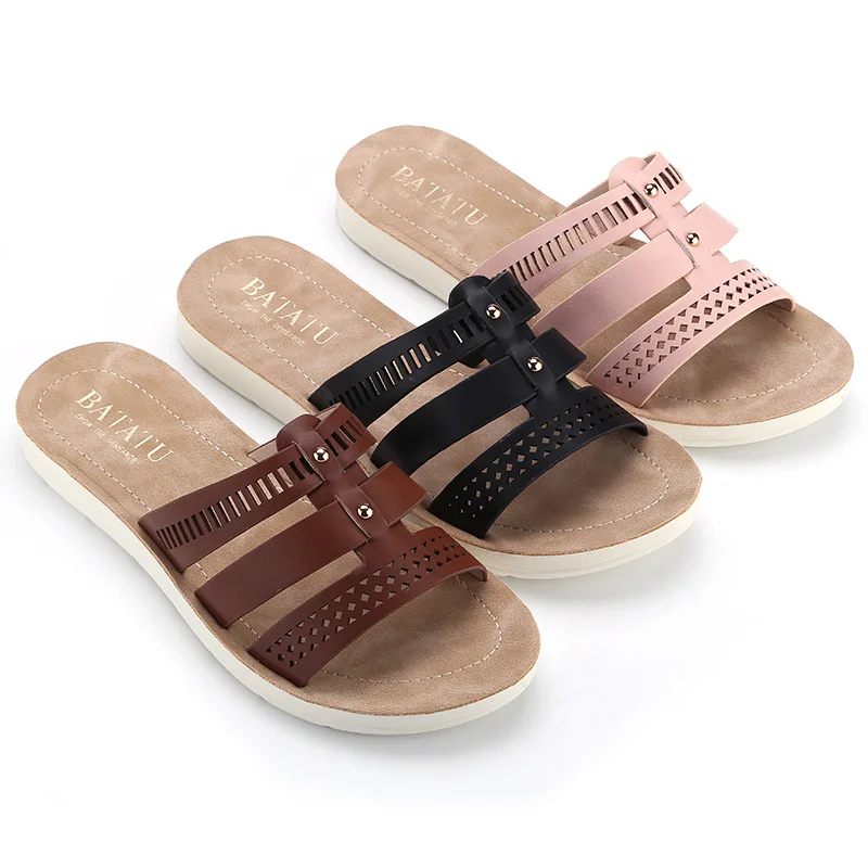 Triangular hollow cross belt new design fashion daily women outdoor slippers