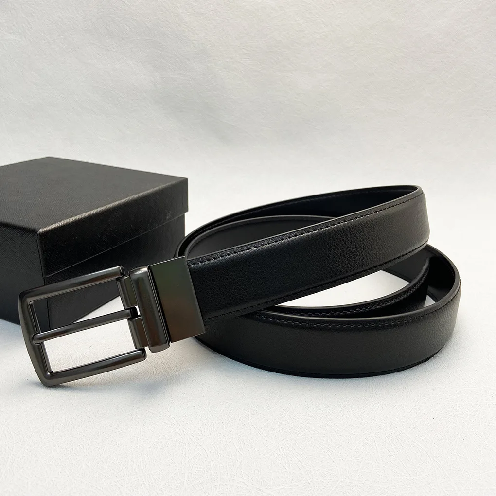 3.4cm New High Quality Pin Buckle Genuine Leather Belt Men Reversible Leather Belt Casual Business Belt Men