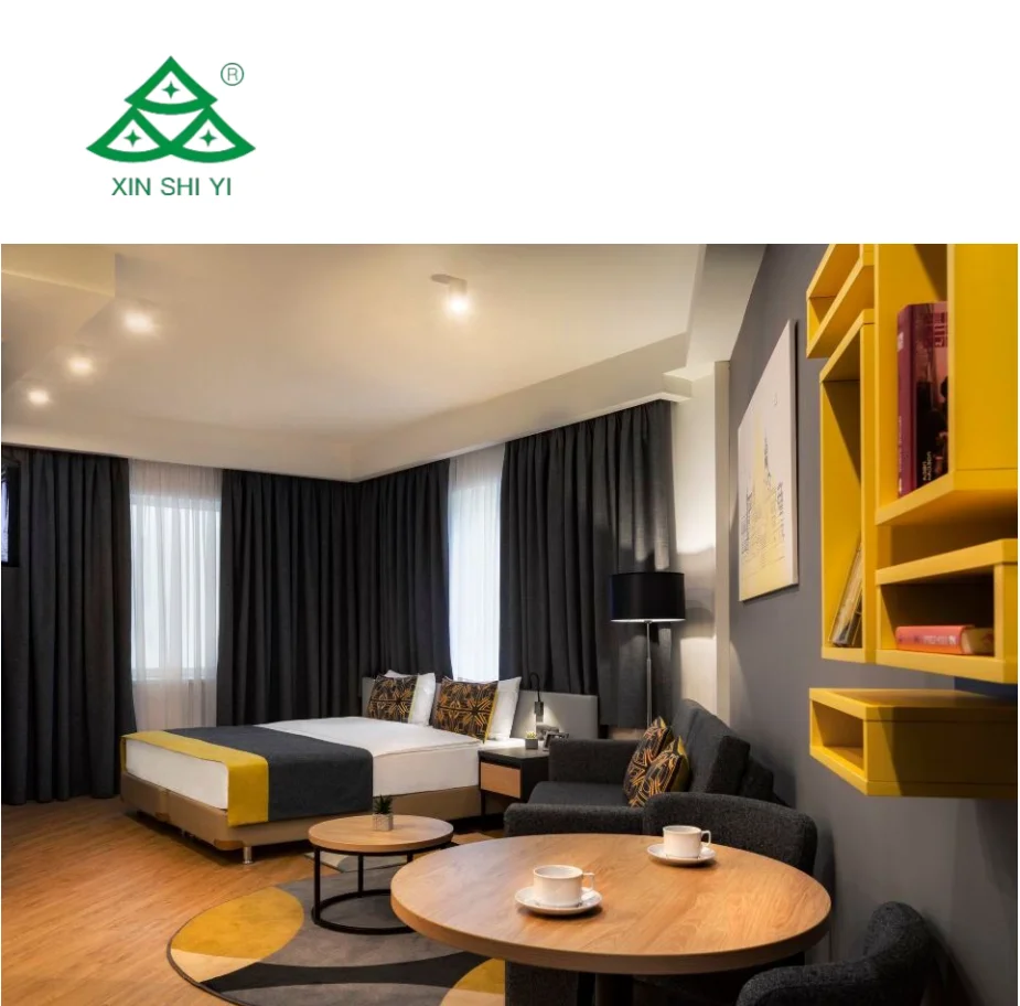 Customizable Contemporary Apartment Hotel Bedroom Furniture Sets Wooden Frame Metal Support Featuring veneer & MDF board