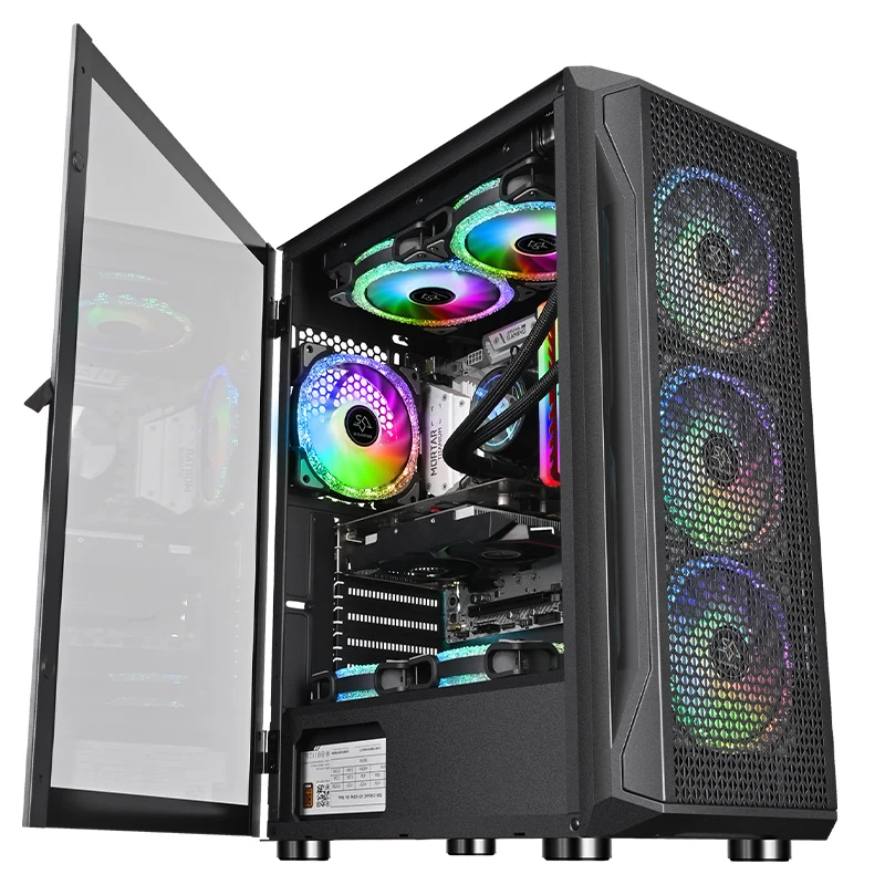 Снеговик CS035 черный Mid Tower игровой чехол с закаленной стеклянной панелью GPU предел 320 мм верх USB3.0/USB2.0 компьютерные Чехлы оптом