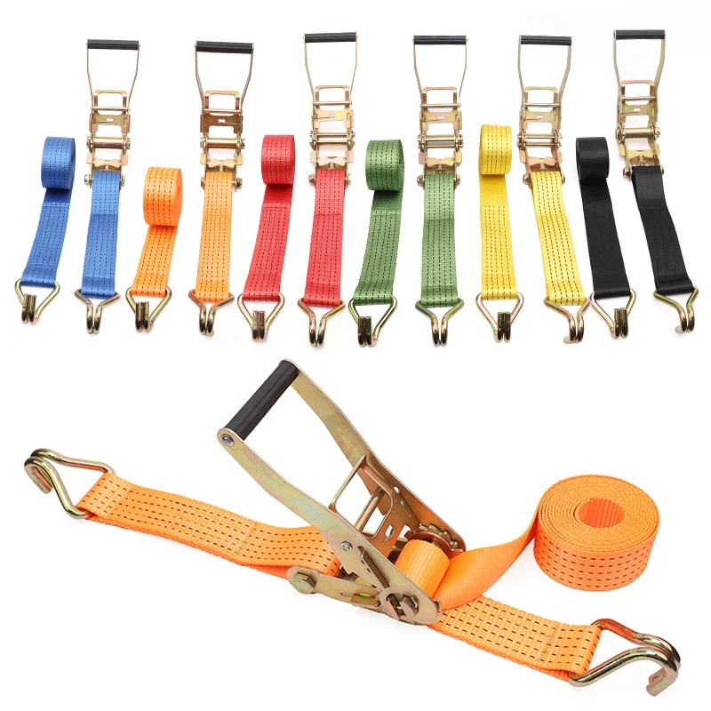 Cargo Truck Transportation Heavy Duty 2 inch Load Strap with J Hook Ratchet Tie Down strap