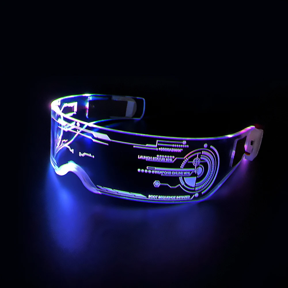 7 цветов светодиодной подсветкой козырек очки Rezz робокоп футуристический вечерние ночных клубов солнцезащитные