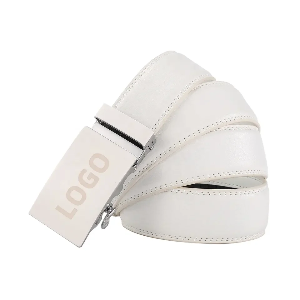 Custom Automatic Buckle Golf Belts Design Fashion Business Genuine Leather Golf Belts For Men