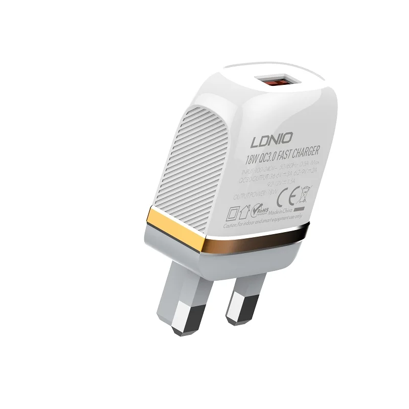 Быстрое зарядное устройство A1307Q LDNIO QC3.0 с одним USB-портом домашнее для iPhone 13/ Samsung мобильный телефон
