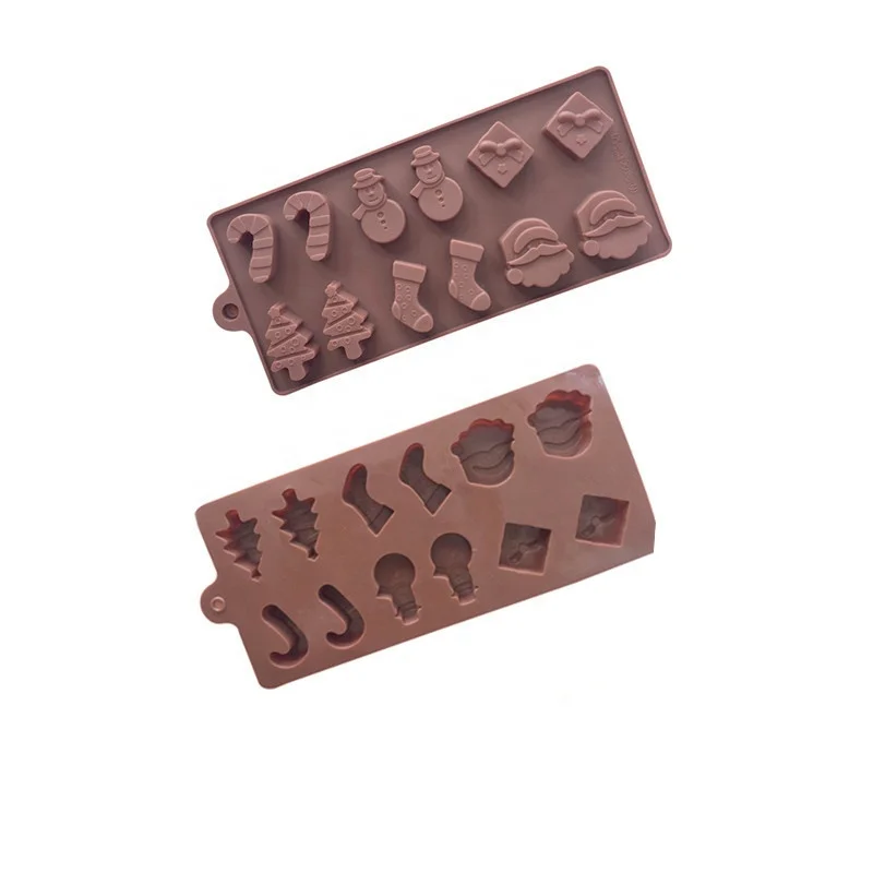 12 Cavity Christmas Chocolate Mold Ice Cube Tray Silicone Cake Baking Mold DIY Soap Mold