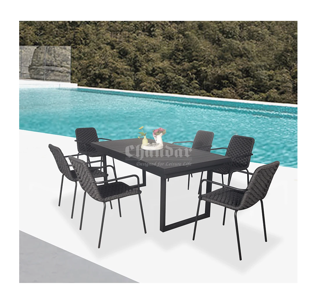 Изготовленный На Заказ антикоррозийный нержавеющий и Прочный Раздвижной алюминиевый обеденный стол с конструкцией KD