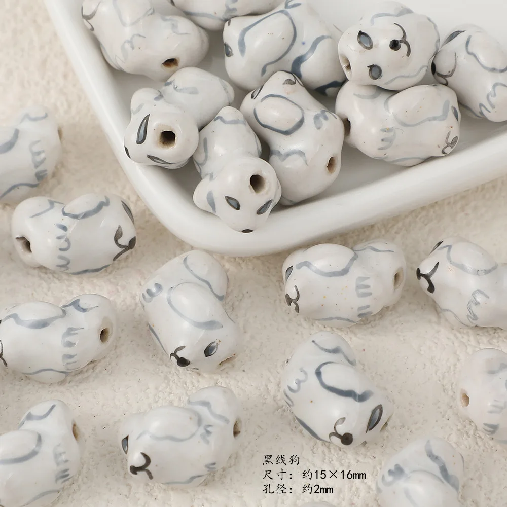 YANYE Cute Ceramic Animal Collection Bamboo Panda Phone Chain Wholesale DIY Jewelry Accessories Pendant Hand Painting Beads