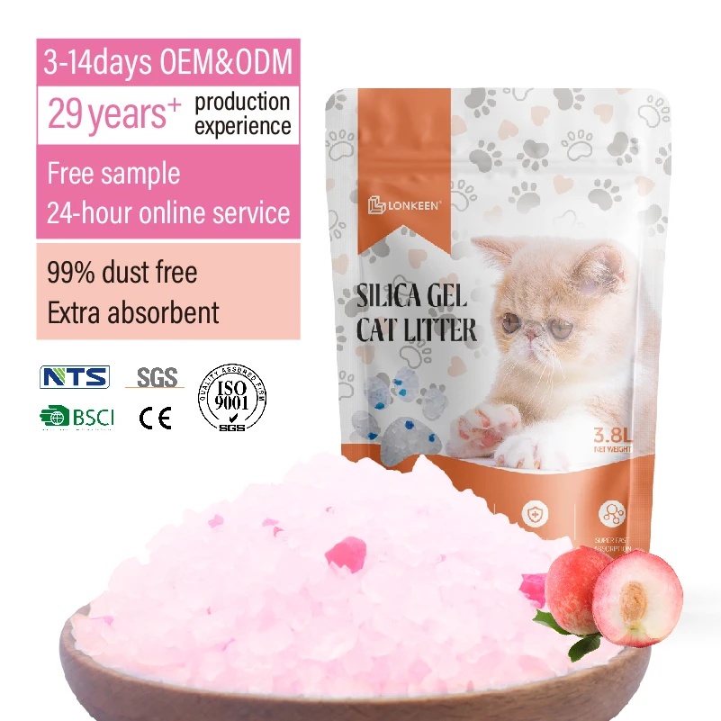Wholesale customization OEM 3.8L 5L No dust silica gel cat sand factory supply silicone crystal cat litter