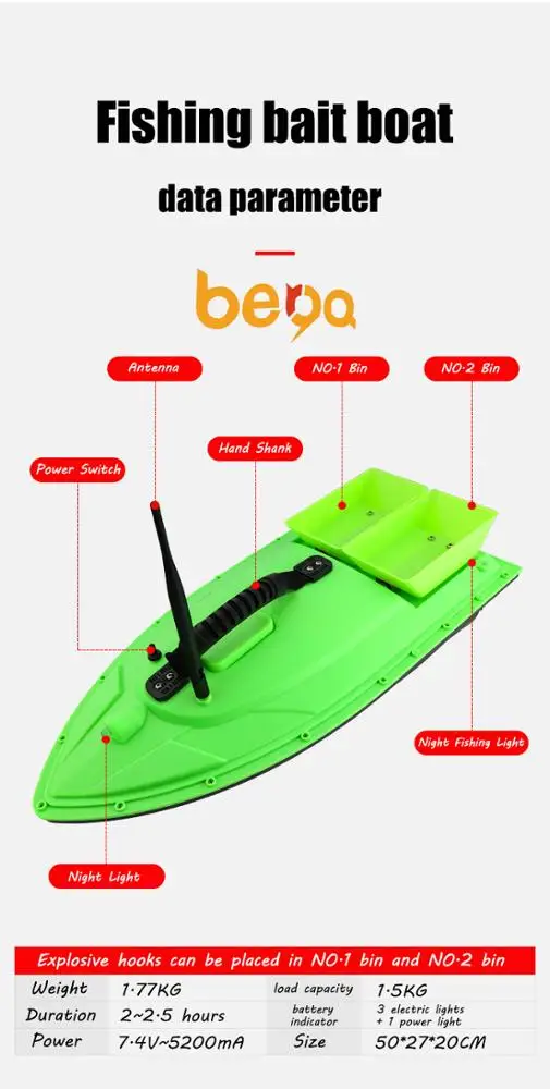 
RC Boat 500m Remote Control Fishing Bait Boat 2motors Nesting boat finder with 2bait hopper and night lights 