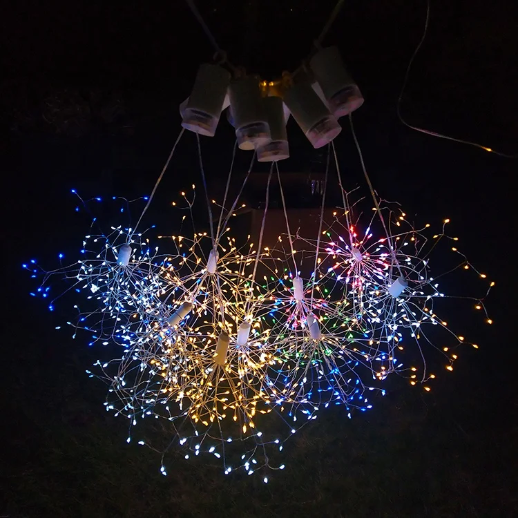 LED Copper Wire String Lights Hanging Firework Lamp Remote Control Home Garden Party