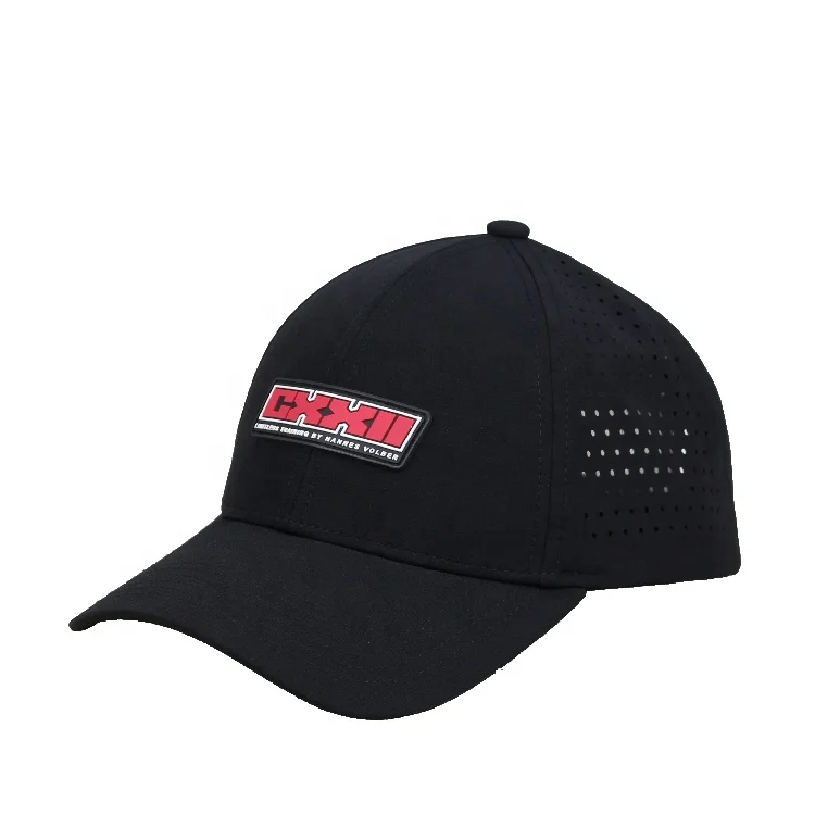 wholesale spring summer woven outdoor 6 panel rubber pvc logo a frame cap curved brim sport perforated golf baseball hat cap