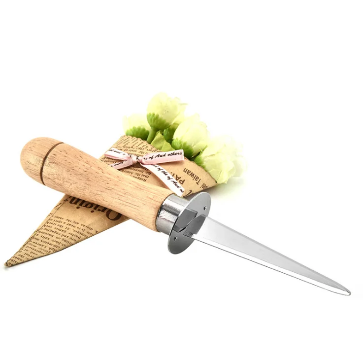 Oyster Clam Shucking Knife Opener With Wooden Handle For Seafood Kitchen Tools